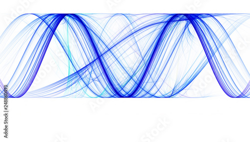 Blue sinusoids with identical amplitude on white background