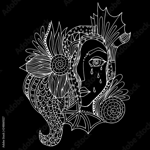 Wallpaper Mural The face of a girl with psychedelic hair. Hand-Drawn Doodle Torontodigital.ca