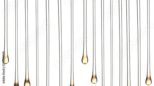 Super slowmotion shot of falling multiple oil droplets. photo