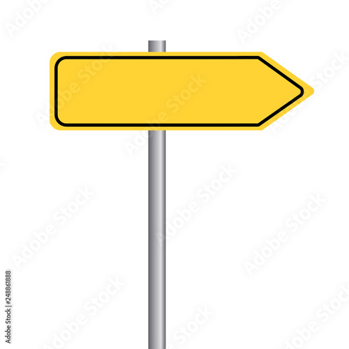 Wegweiser Schild Richtung Pfeil in gelber Farbe