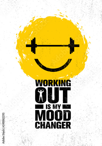 Working Out Is My Mood Changer. Inspiring Workout and Fitness Gym Motivation Quote Illustration Sign.