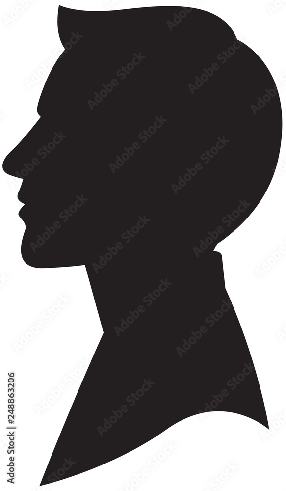 Male portrait profile black silhouette on white background vector illustration