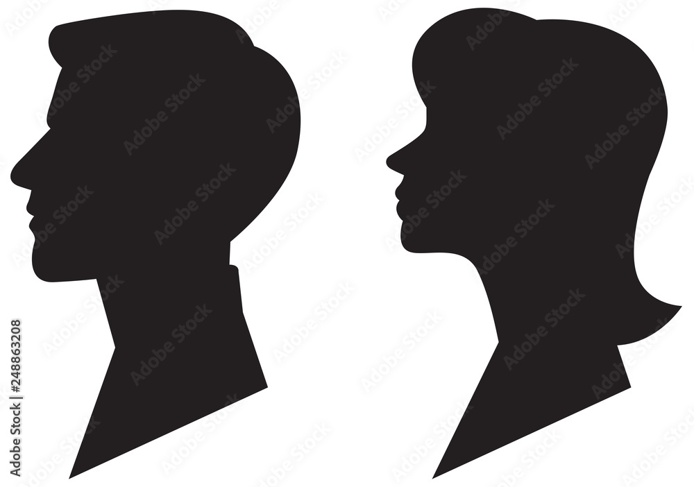 Man and woman silhouette profile portrait