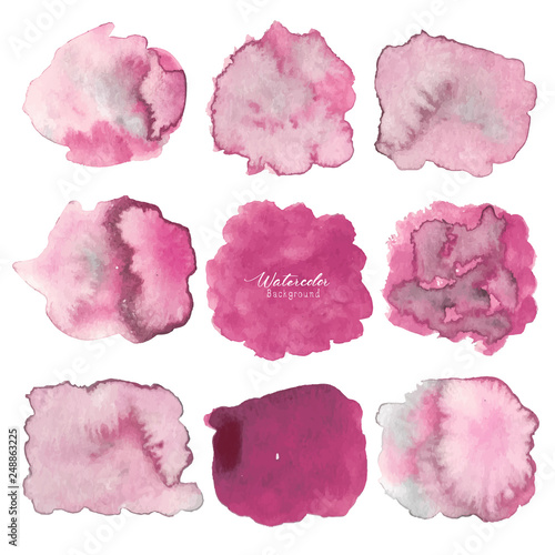 Pink abstract watercolor background. Watercolor element for card. Vector illustration.