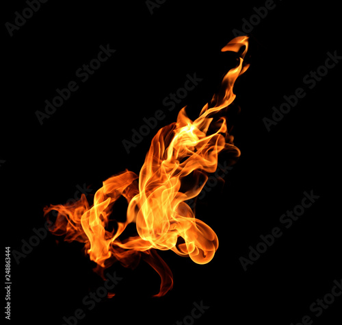 Fire flames collection isolated on black background