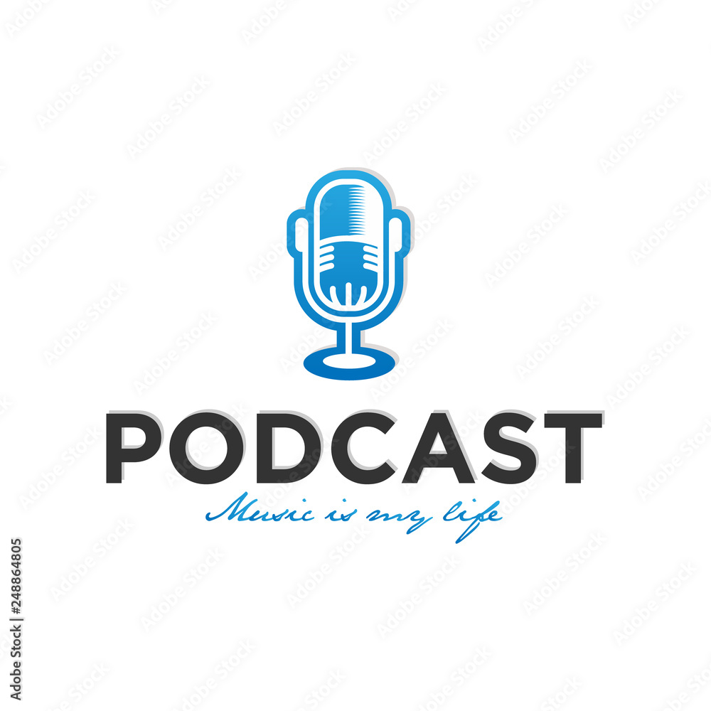 Modern luxury podcast logo design inspiration in blue color Modern luxury podcast logo design inspiration in blue color