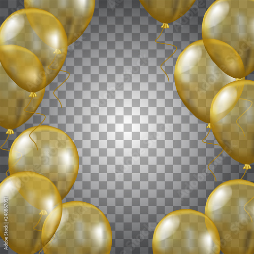 Golden balloon flying transparent 