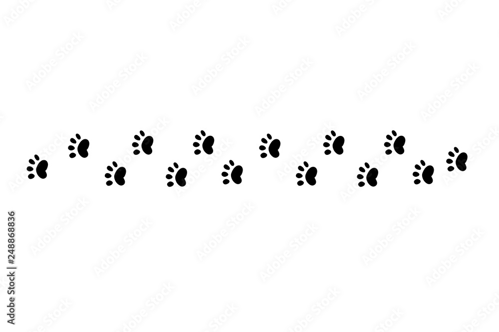 Banner Footprints of a walking animal. Animal paw prints comic are funny. Banner Footprints of a walking animal. Animal paw prints comic are funny.