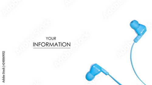 Blue headphones music pattern on white background isolation