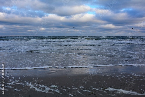 waves on the beach in winter