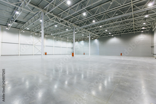 Interior of empty warehouse photo