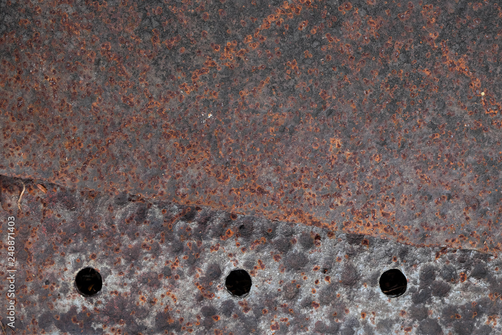 Old rustic metal sheet closeup, grunge texture