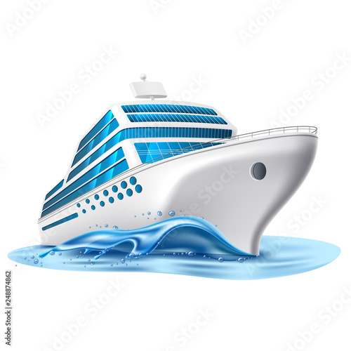 Vector realistic cuise liner mockup, luxury voyage