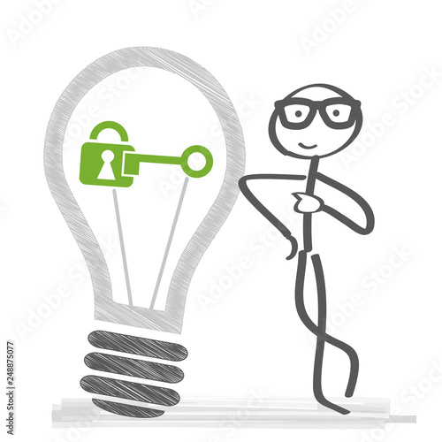 Intellectual property vector illustration. Light bulb with padlock