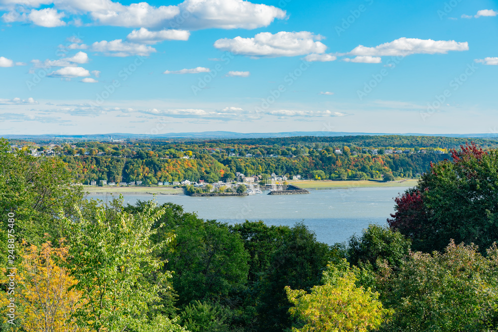 Fototapeta premium Afternoon sunny view of Levis city with fall color