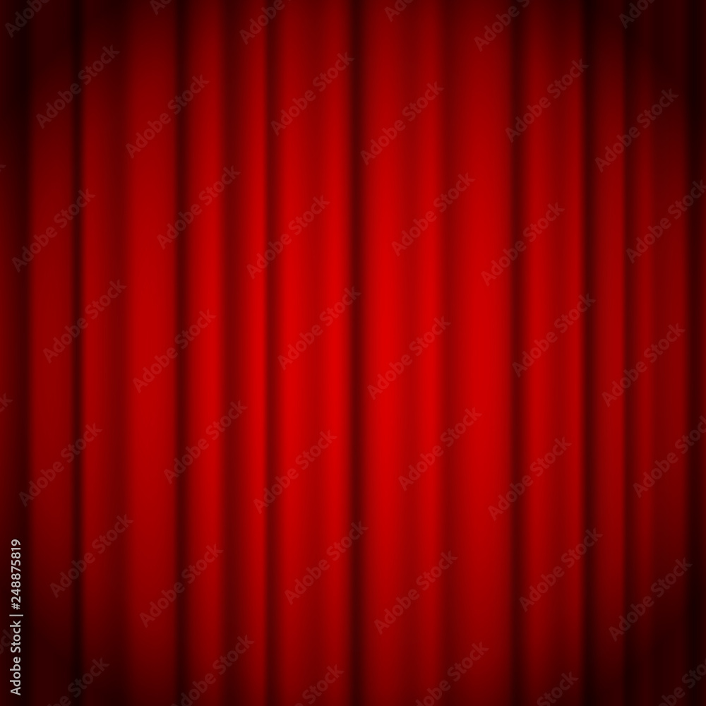 Red curtains background illuminated by a beam of spotlight. Red theater show curtain vector illustration. Red curtains background illuminated by a beam of spotlight. Red theater show curtain vector illustration.