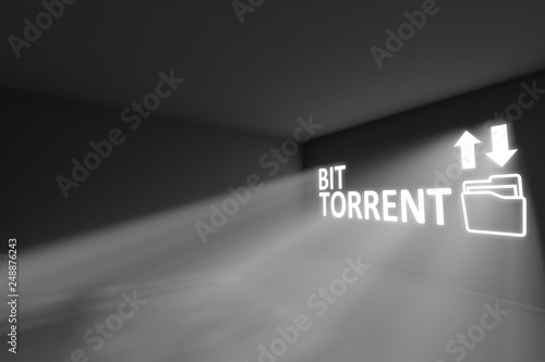 Fotografie BIT TORRENT  rays volume light concept 3d illustration