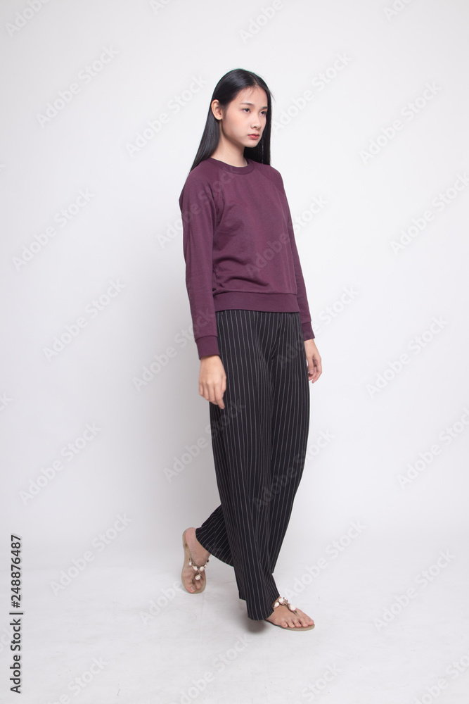 Full body of beautiful young asian woman walking. Full body of beautiful young asian woman walking.