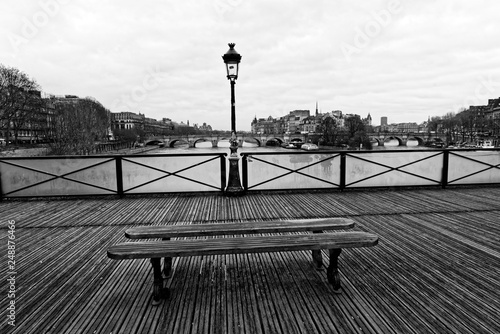 Pont aux arts bridge and Seine river in Paris city © hassan bensliman