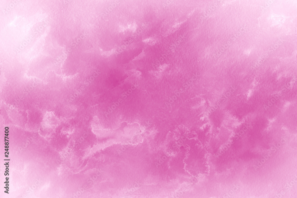 Obraz premium Pink ink and watercolor textures on white paper background. Paint leaks and ombre effects. Hand painted abstract image.