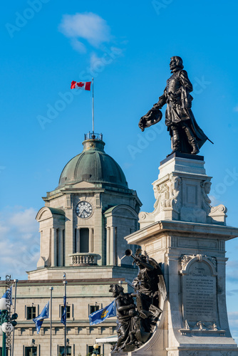 Afternoon sunny view of the Monument Samuel-De Champlain