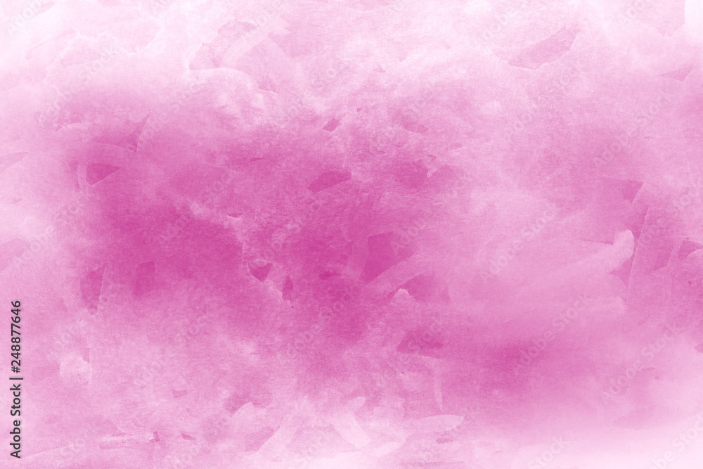 Fototapeta premium Pink ink and watercolor textures on white paper background. Paint leaks and ombre effects. Hand painted abstract image.