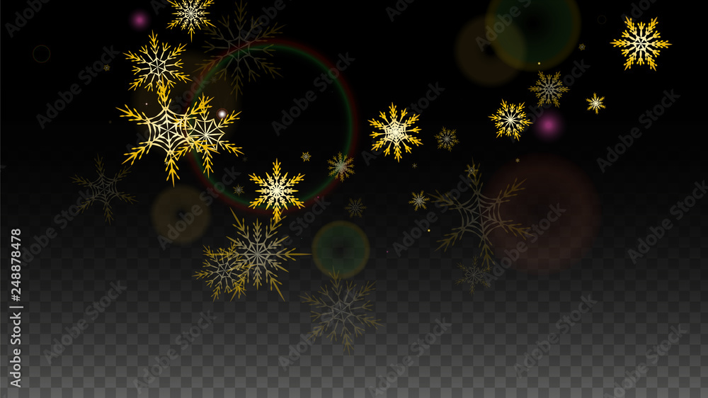 Christmas Vector Background with Gold Falling Snowflakes Isolated on ...