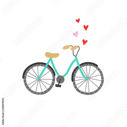 Bicycle vector illustration on white background. Cute bike doodle graphic
