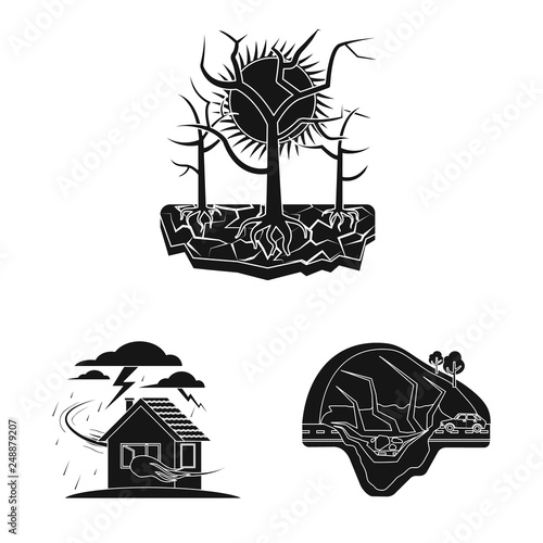 Vector design of natural and disaster logo. Set of natural and risk vector icon for stock.