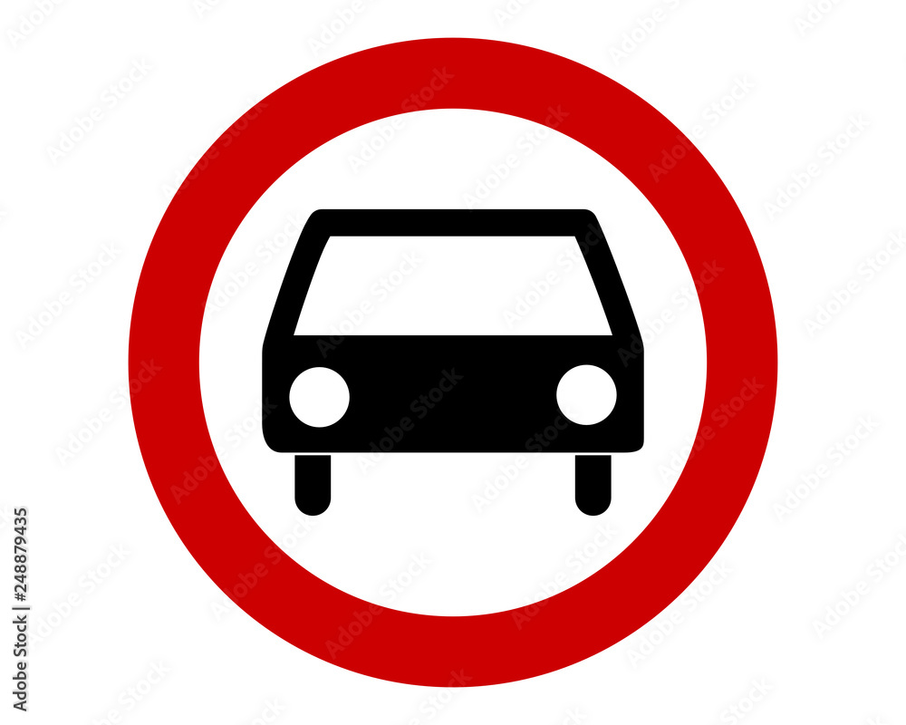 Warnschild mit PKW Warnschild mit PKW