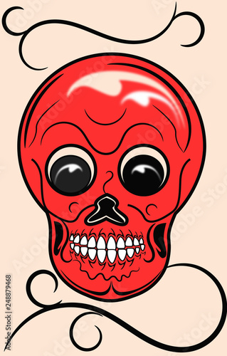 red skull pattern design