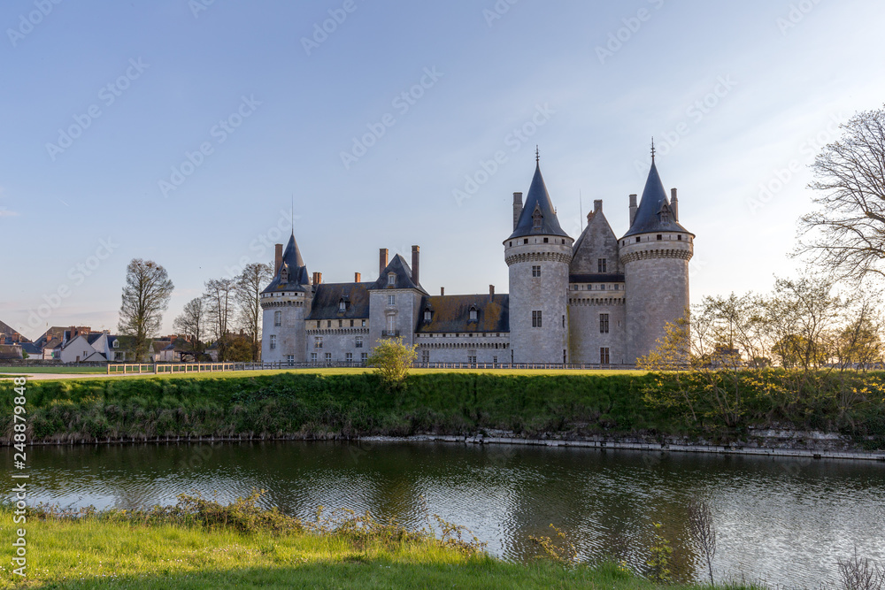Scenic View Over The Lake of Chateau de Sully-sur-Loire, France.