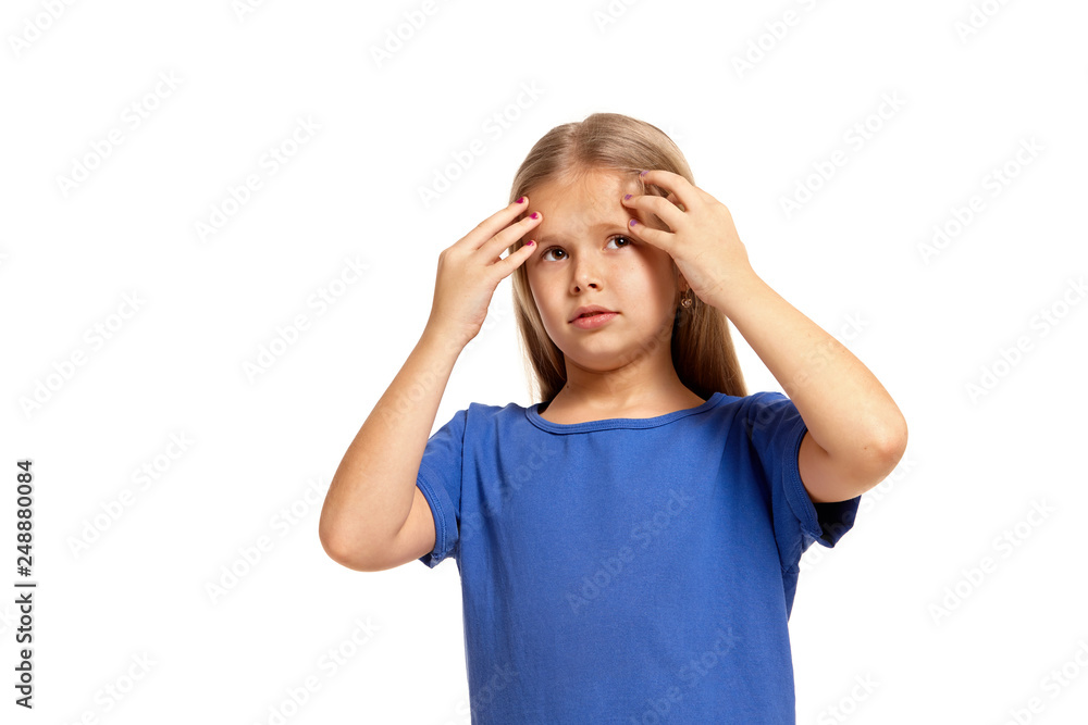 Portrait of adorable emotional little girl isolated on a white Portrait of adorable emotional little girl isolated on a white