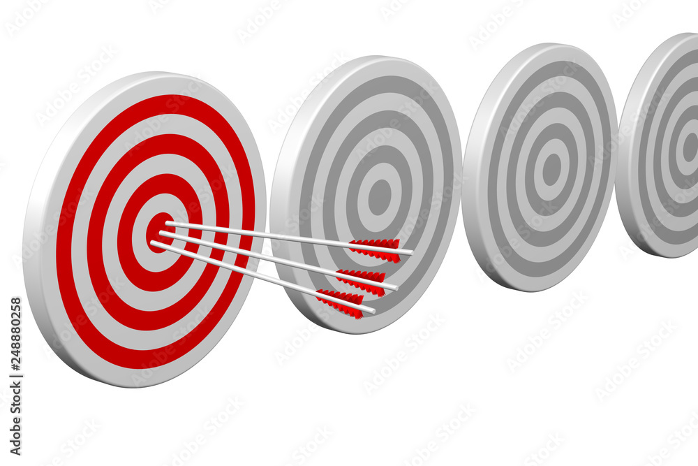 Success - Arrows in target. 3D rendering. Success - Arrows in target. 3D rendering.