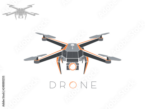 drone quadrocopter logo design, vector eps 10