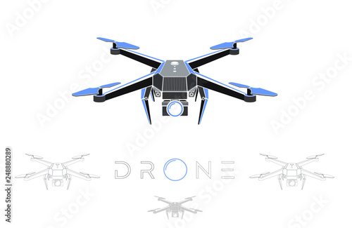 drone quadrocopter logo design, vector eps 10