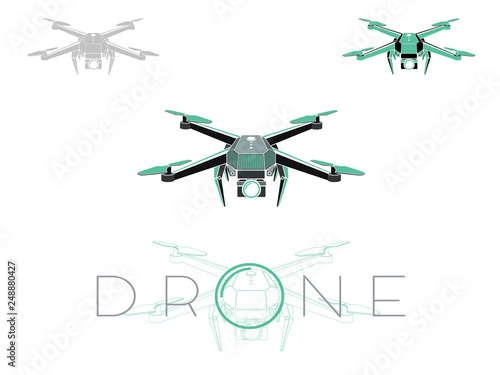 drone quadrocopter logo design, vector eps 10