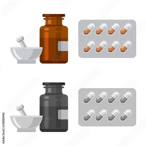 Vector design of pharmacy and hospital symbol. Set of pharmacy and business vector icon for stock.