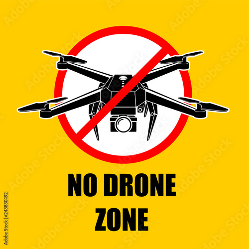 No drone zone sign. No drones icon vector. Flights with drone prohibited, vector eps 10
