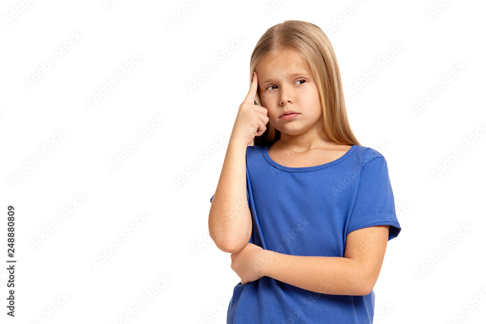 Portrait of adorable emotional little girl isolated on a white Portrait of adorable emotional little girl isolated on a white