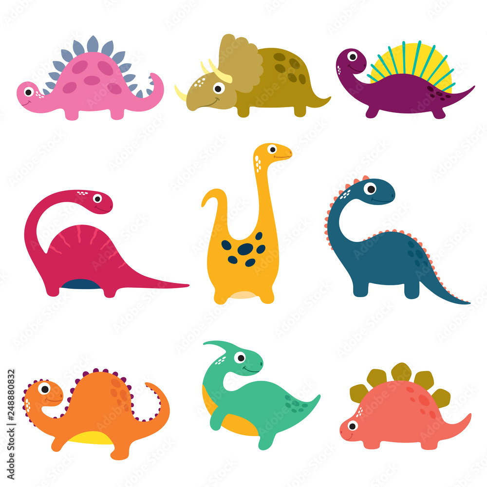 Obraz premium Funny cartoon dinosaurs collection