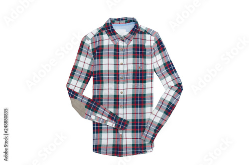 Checkered shirt isolate on white background. Fashionable concept