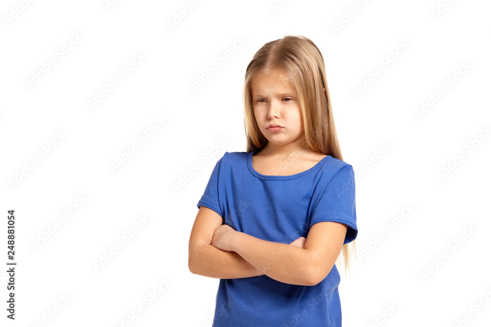 Portrait of adorable emotional little girl isolated on a white Portrait of adorable emotional little girl isolated on a white