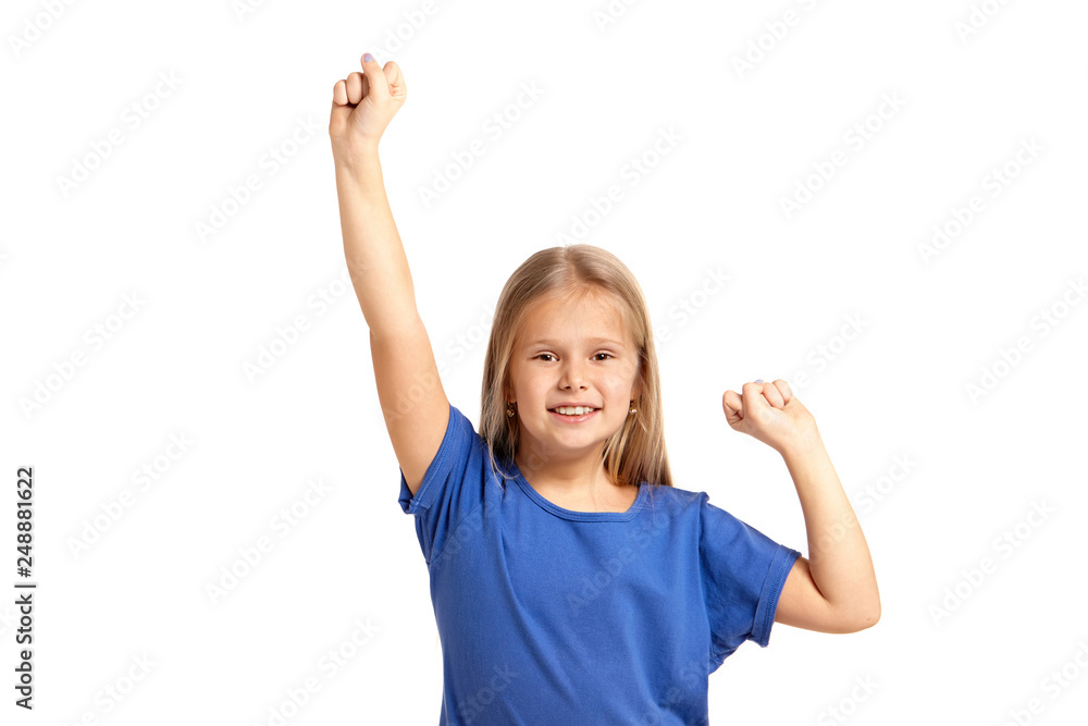 Portrait of adorable emotional little girl isolated on a white Portrait of adorable emotional little girl isolated on a white