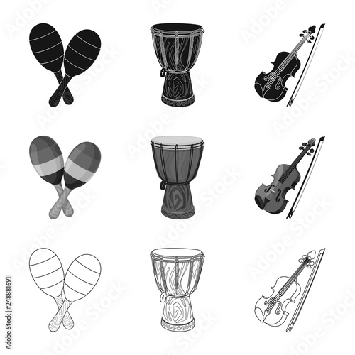 Isolated object of music and tune sign. Set of music and tool stock symbol for web.