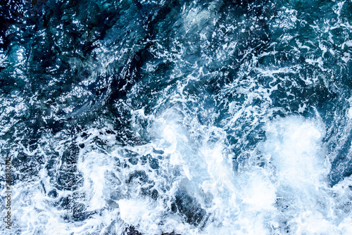 Fototapeta Naklejka Na Ścianę i Meble -  Blue deep sea foaming water background