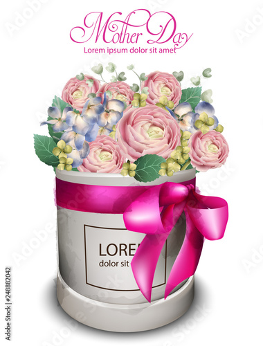 Delicate roses bouquet Vector watercolor. Romantic seasonal background. Beaut...
