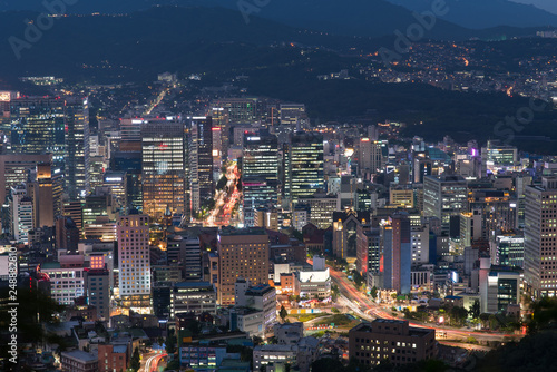 Scenic view of Seoul city at night  South Korea
