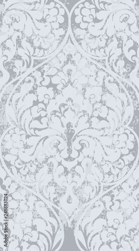 Baroque texture pattern Vector. Floral ornament decoration old effect. Victorian engraved retro design. Vintage fabric decors. Luxury fabrics