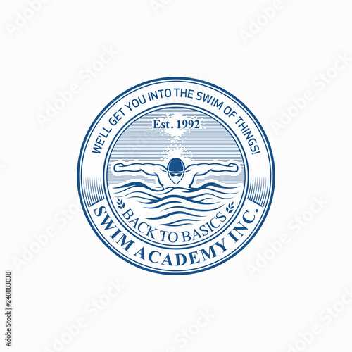 Swimming emblem vintage logo